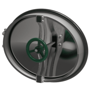 Oval manwaydoor, inward opening